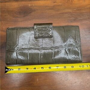 kate spade Olive Green Patent Croc-Embossed Wallet